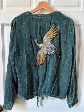 Rituals Velvet Embroidered Crane Jacket